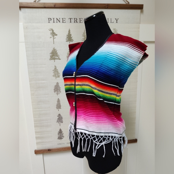 Handmade Mexican Poncho Vest - Small - Picture 6 of 8
